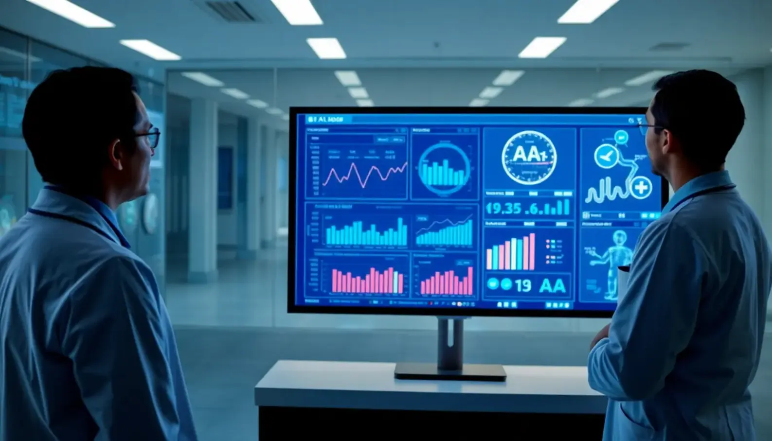 Illustration of AI algorithms analyzing healthcare data.