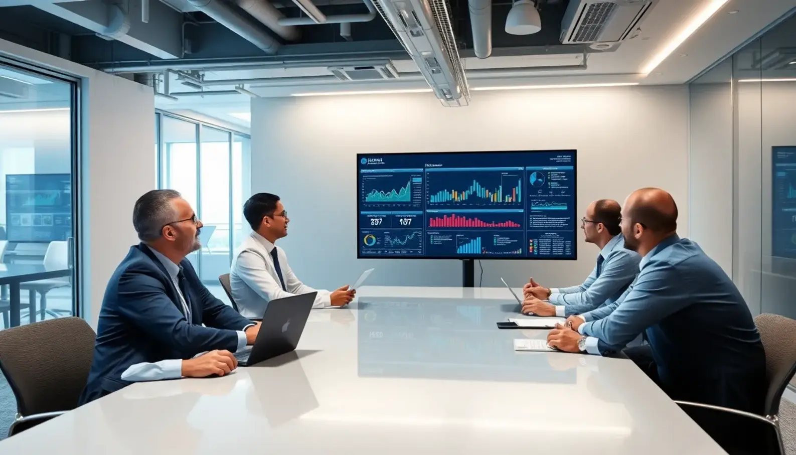 CFOs discussing AI-driven insights for financial strategies.