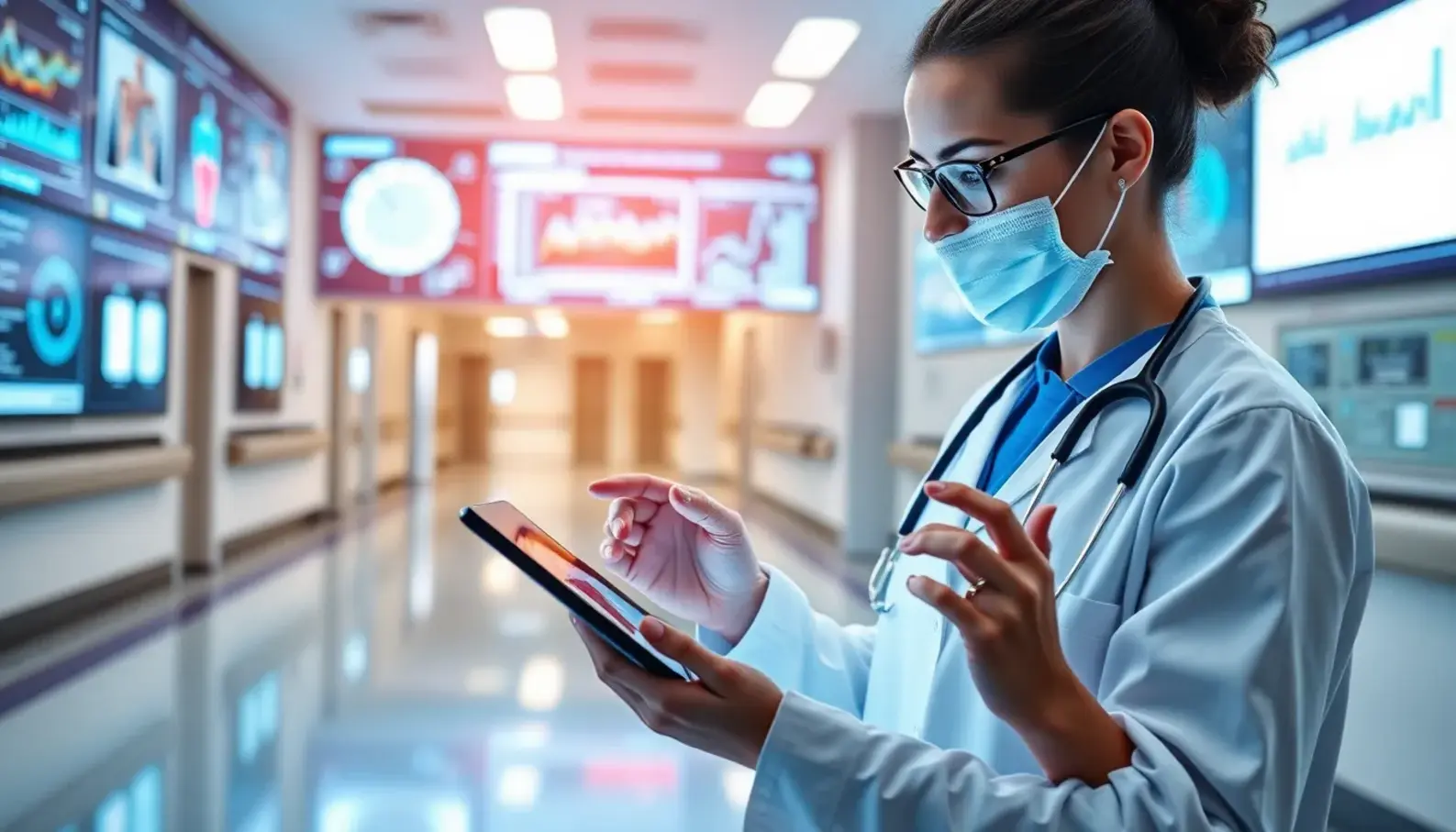 A healthcare professional utilizes AI analytics for enhanced patient care.