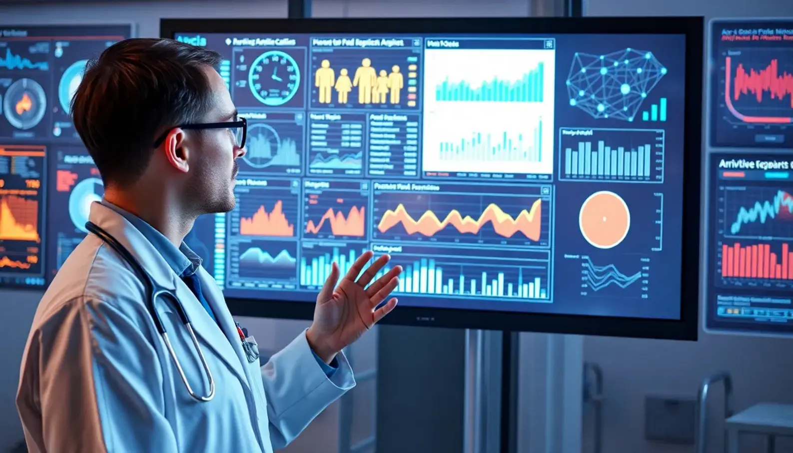 A healthcare professional utilizing AI analytics for personalized medicine.