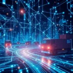 Futuristic image depicting AI's influence on supply chain resource allocation.