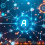 An illustration showing an advanced supply chain network supported by AI technology.