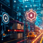 Futuristic representation of AI technologies in supply chain marketing.