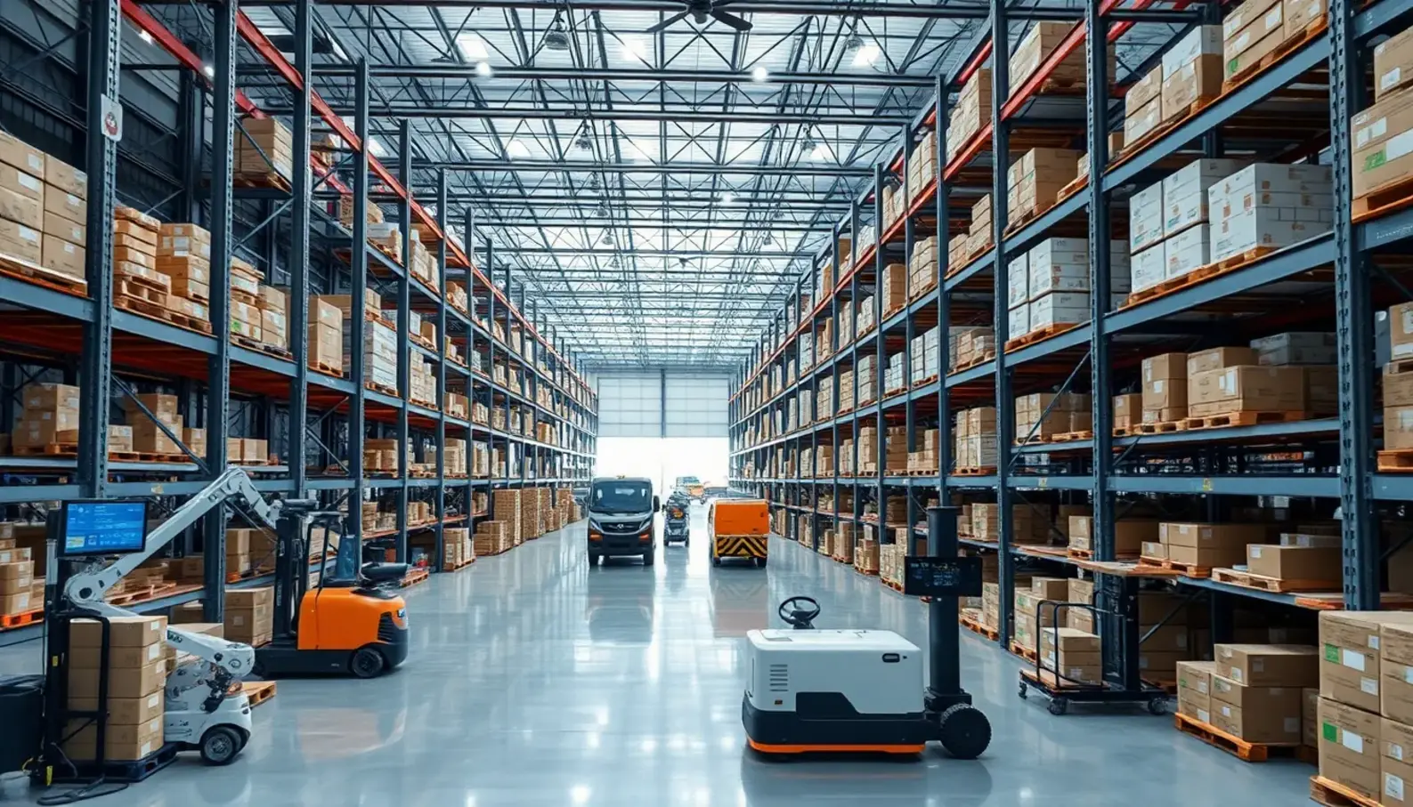 A high-tech warehouse demonstrating AI in action.