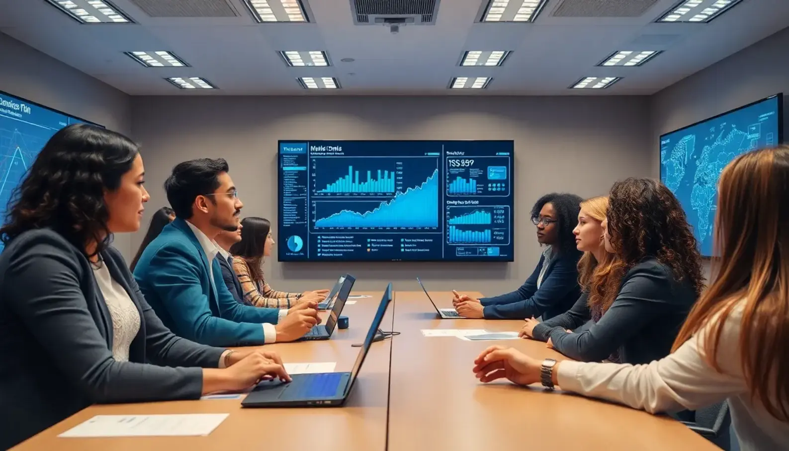 Professionals engage with AI technology for personalized supply chain learning.