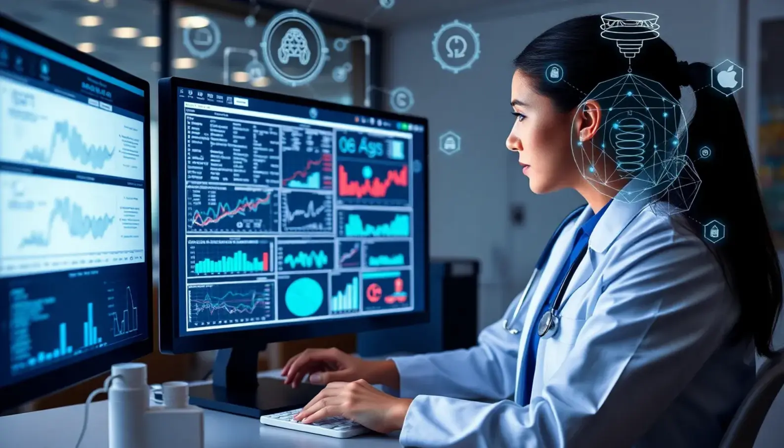 AI algorithms enhancing data analysis in healthcare.