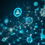 Futuristic AI-driven healthcare analytics visualization with charts and data.