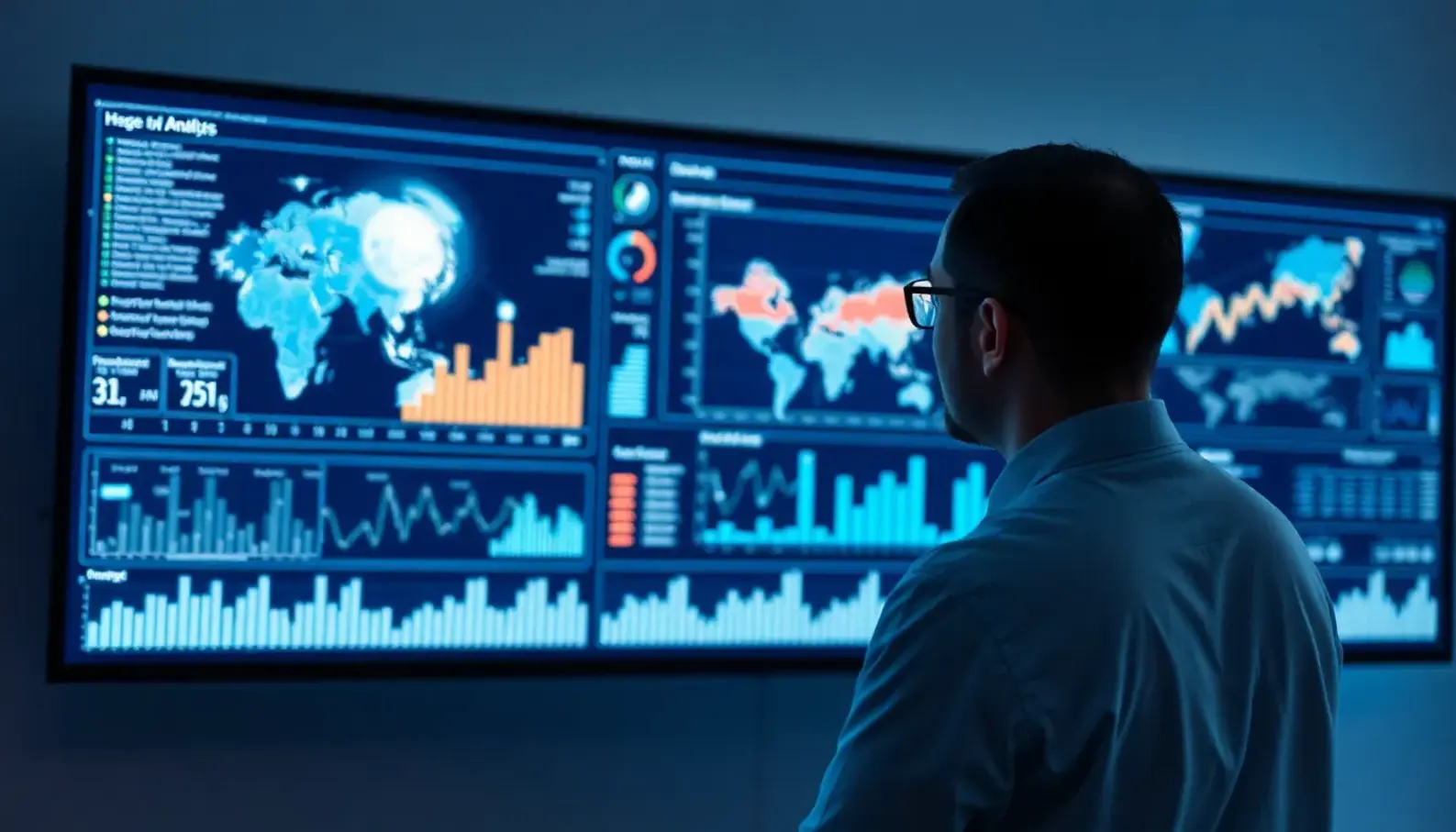 Healthcare analyst utilizing AI-driven data analytics.