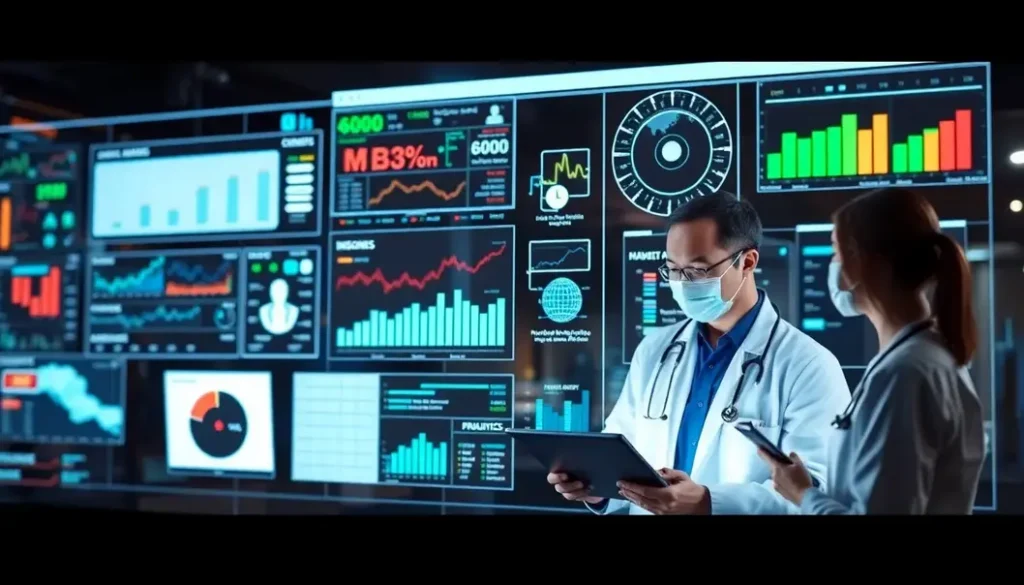 Digital representation of AI's integration into healthcare analytics.