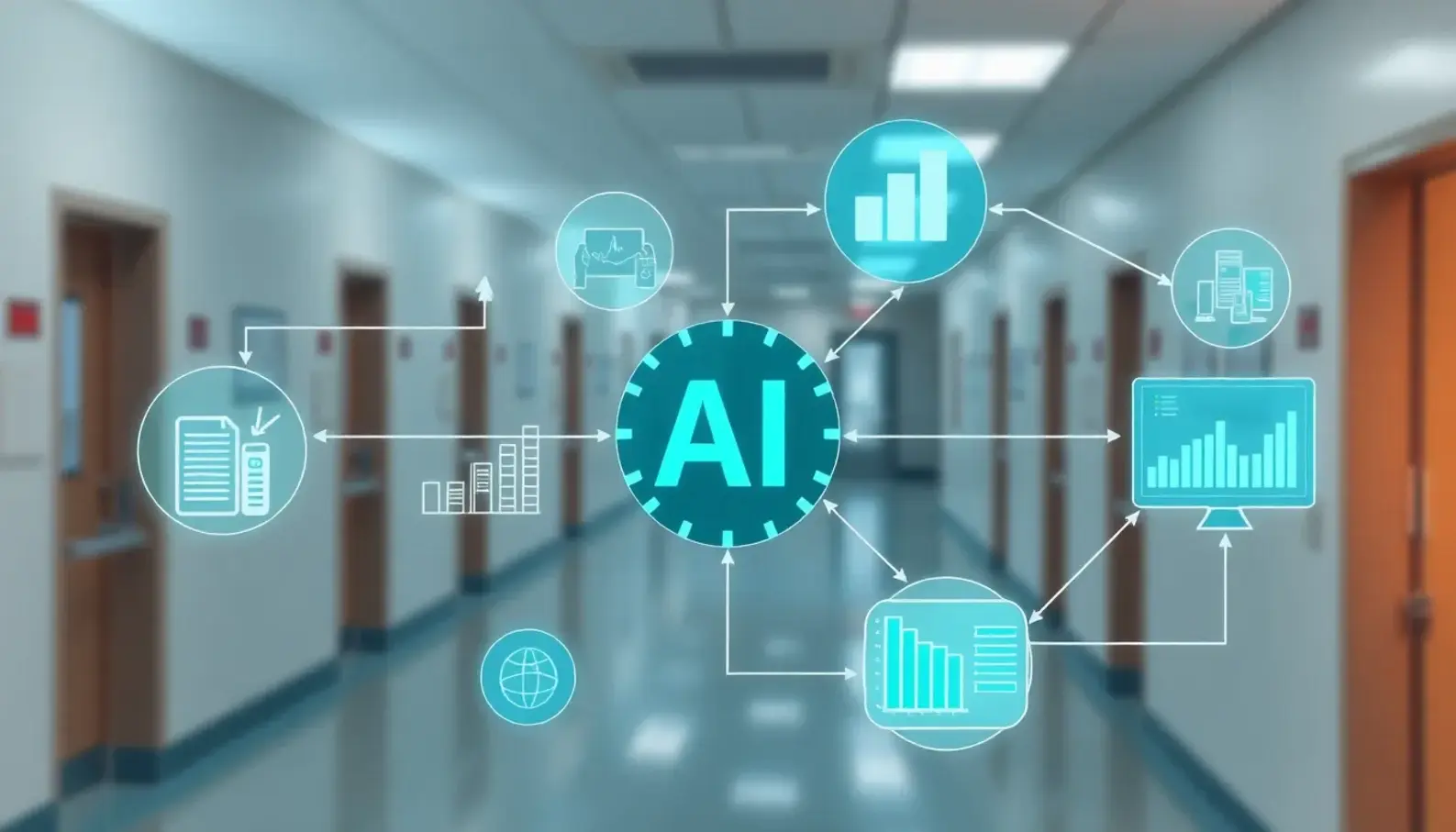 Diagram illustrating AI’s role in enhancing healthcare analytics.