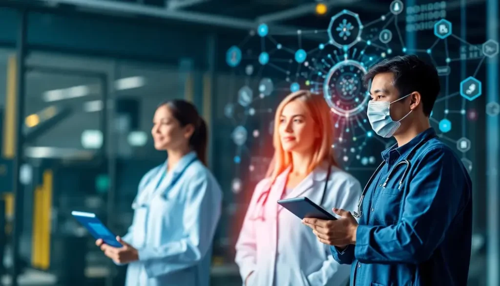 An image illustrating the integration of AI technology within healthcare settings.