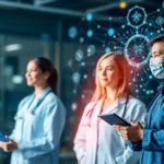An image illustrating the integration of AI technology within healthcare settings.
