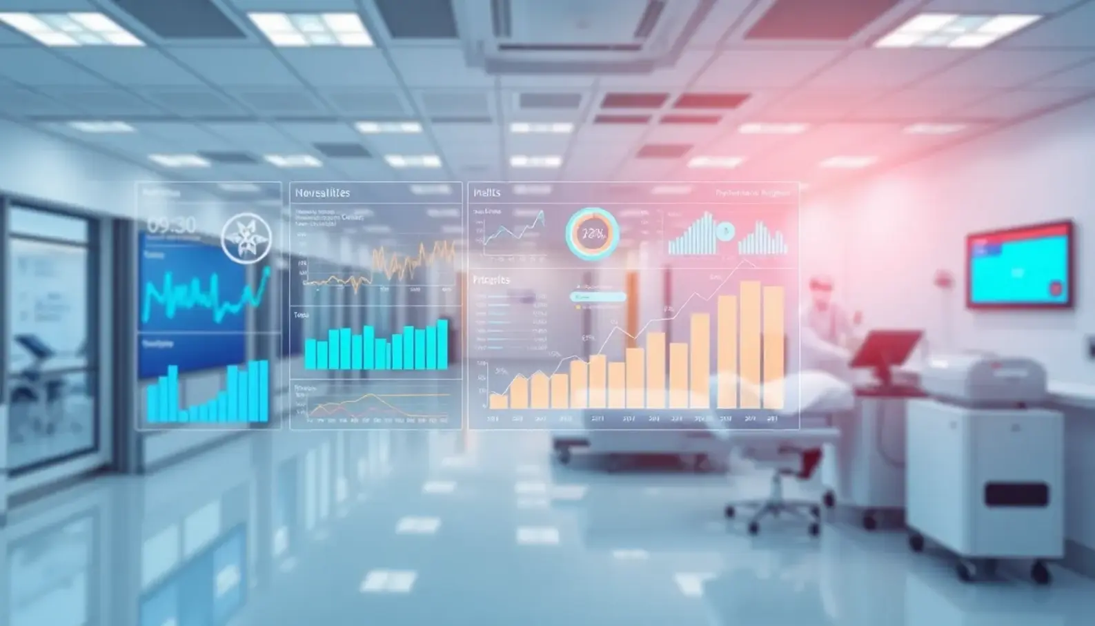 AI-driven healthcare analytics dashboard displaying key quality improvement metrics.