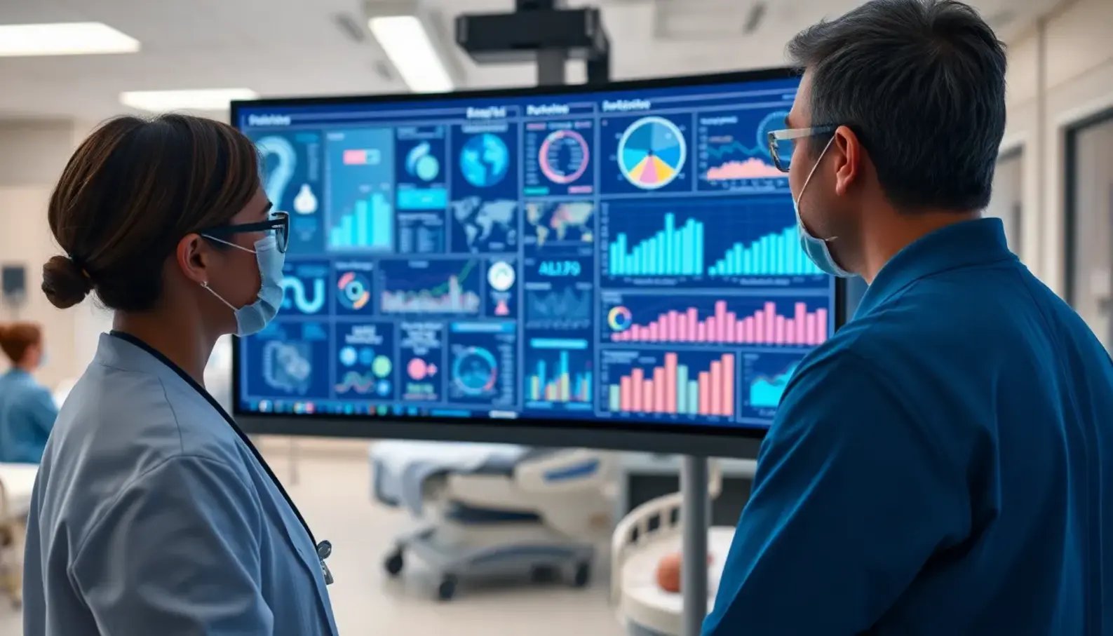 Healthcare professionals utilize AI to analyze and interpret complex patient data.
