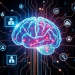 Digital brain symbolizing AI's role in transforming healthcare analytics and risk management.