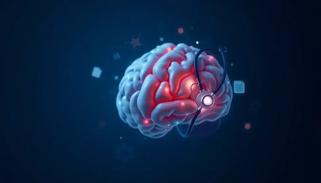 Digital representation of AI and healthcare analytics symbolizing innovation and integration.