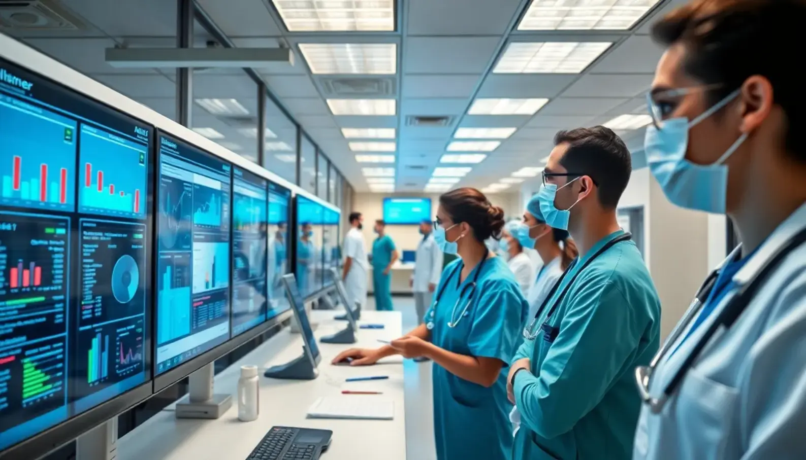 Healthcare professionals leveraging AI for predictive analytics in patient care.