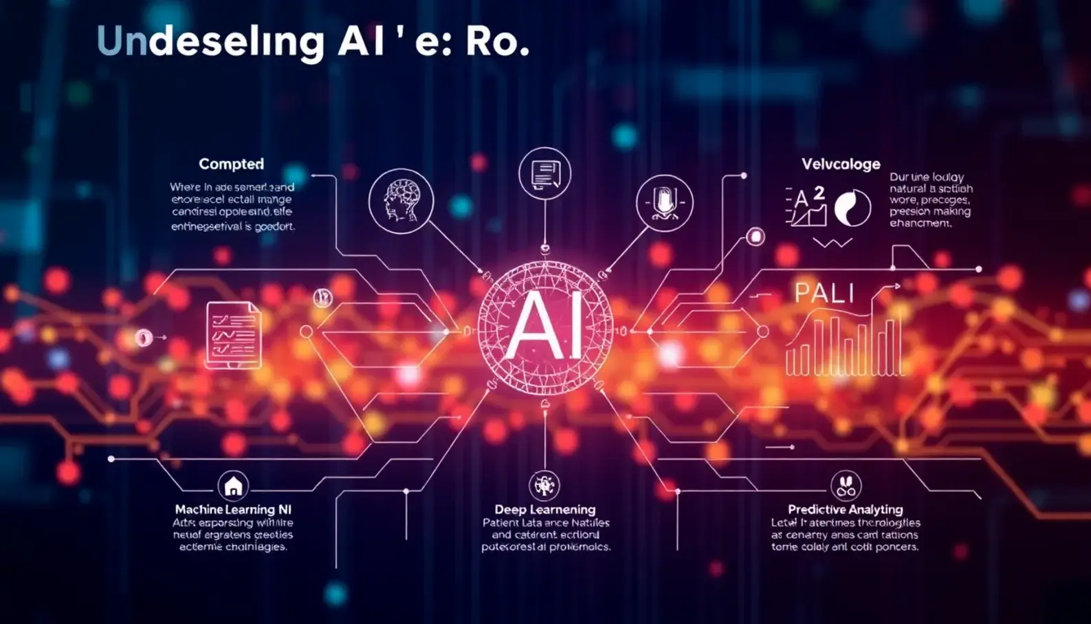 Infographic illustrating AI technologies in healthcare analytics.
