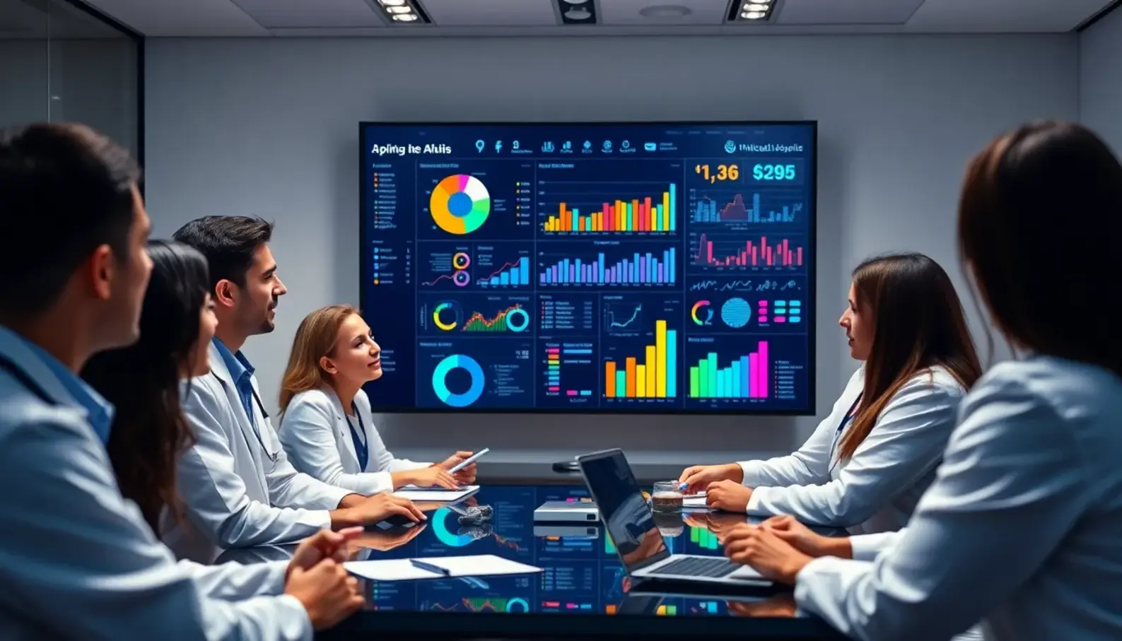 Healthcare professionals analyzing data visualizations for improved decision-making.