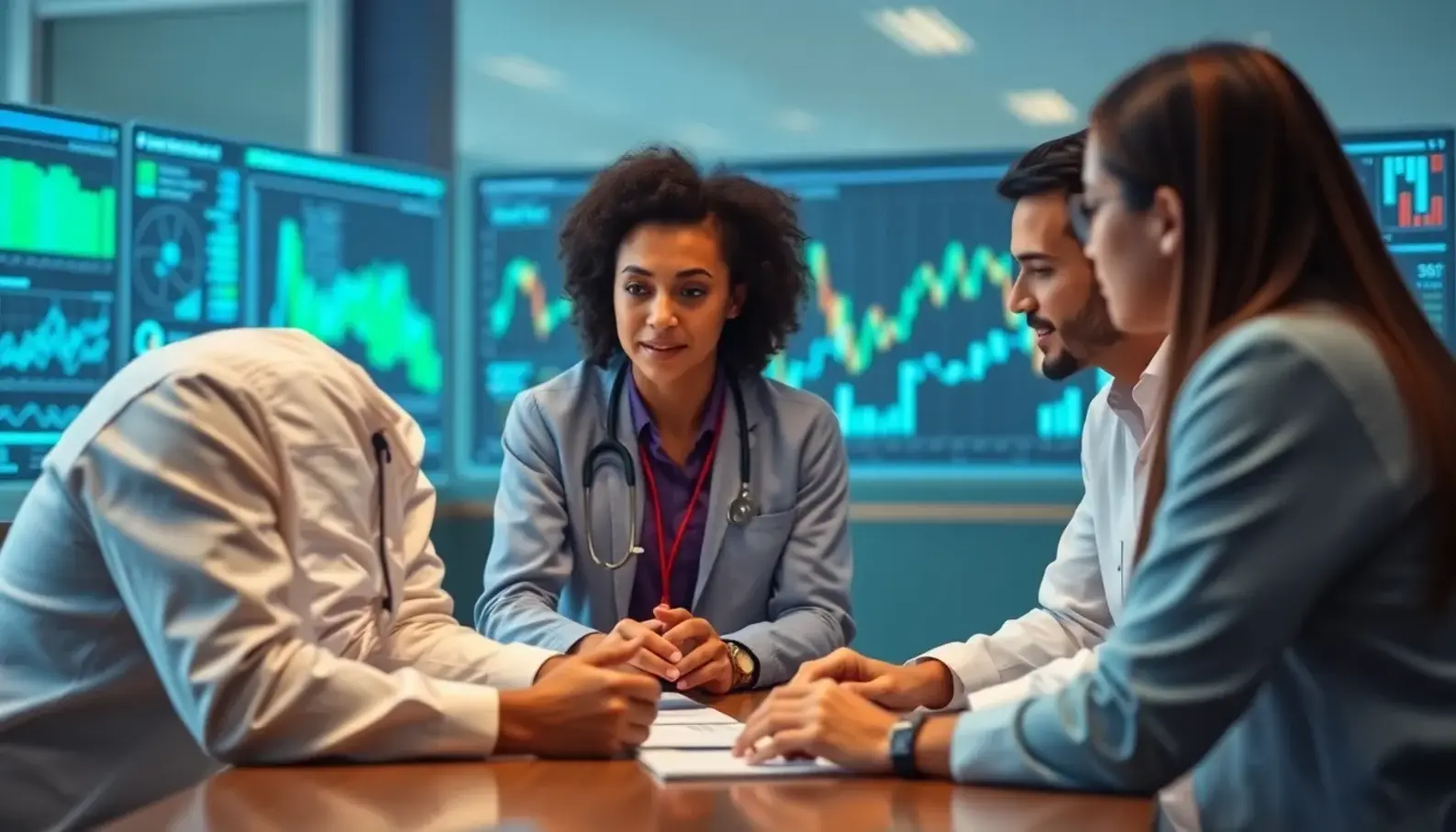 Healthcare professional utilizing predictive analytics for clinical decision-making.