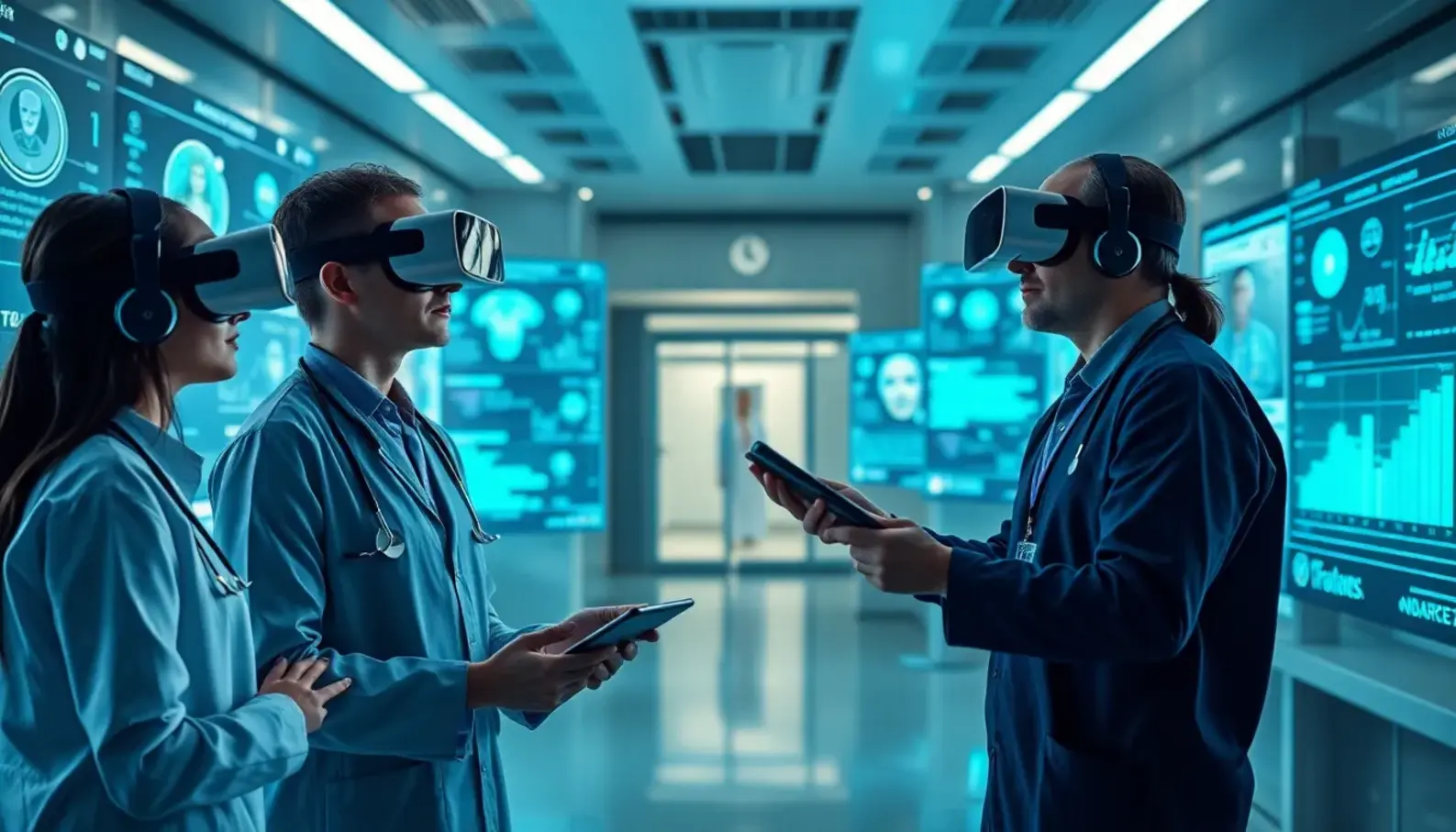 Healthcare professionals analyzing data visualizations for improved decision-making.
