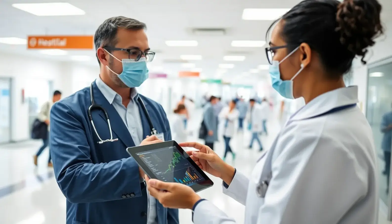 Healthcare professional utilizing predictive analytics for clinical decision-making.