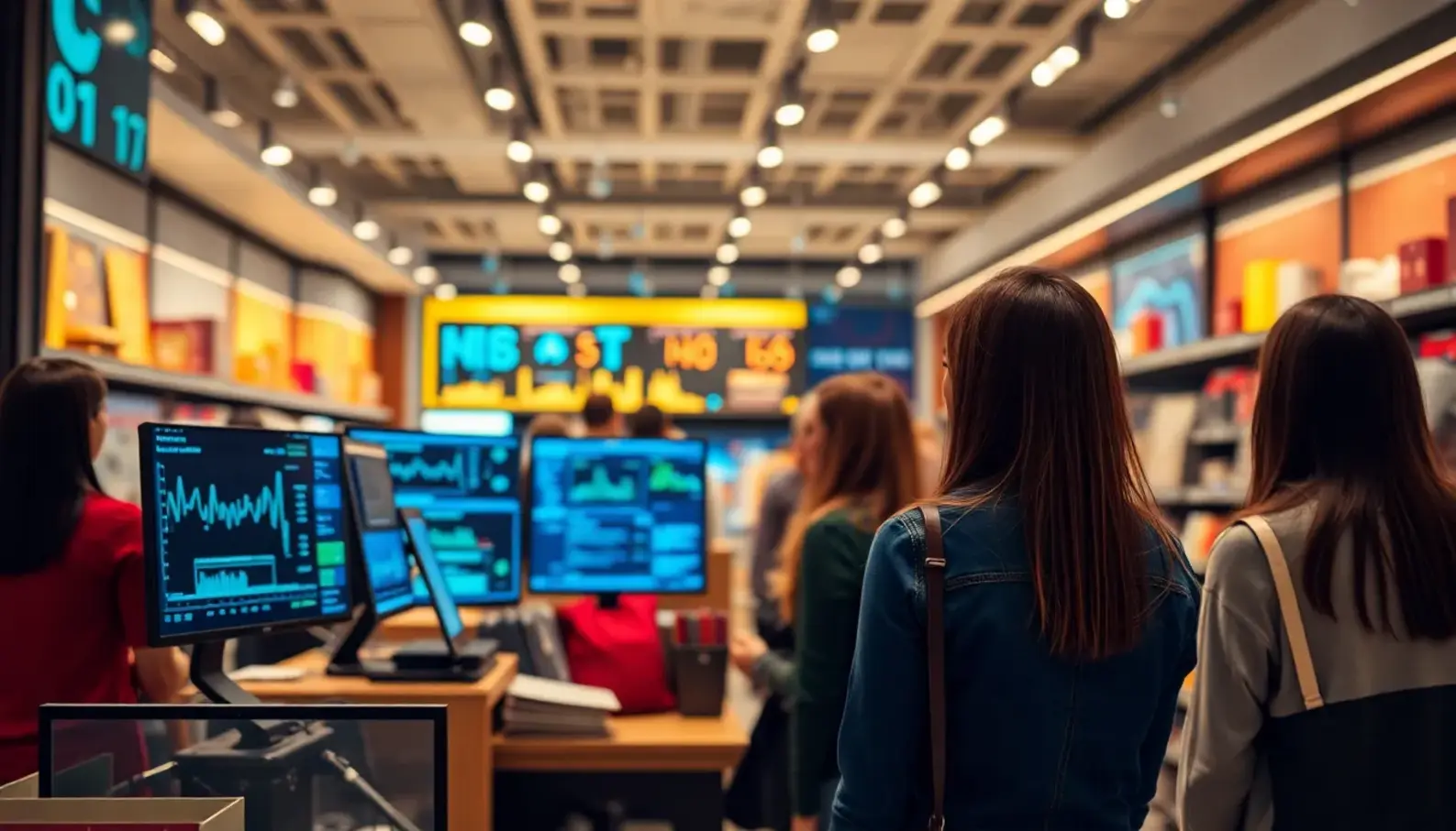 AI analyzes customer data in a retail setting for enhanced personalization.