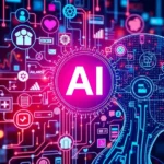 An artistic representation of AI integration in healthcare analytics showcasing medical and technology elements.