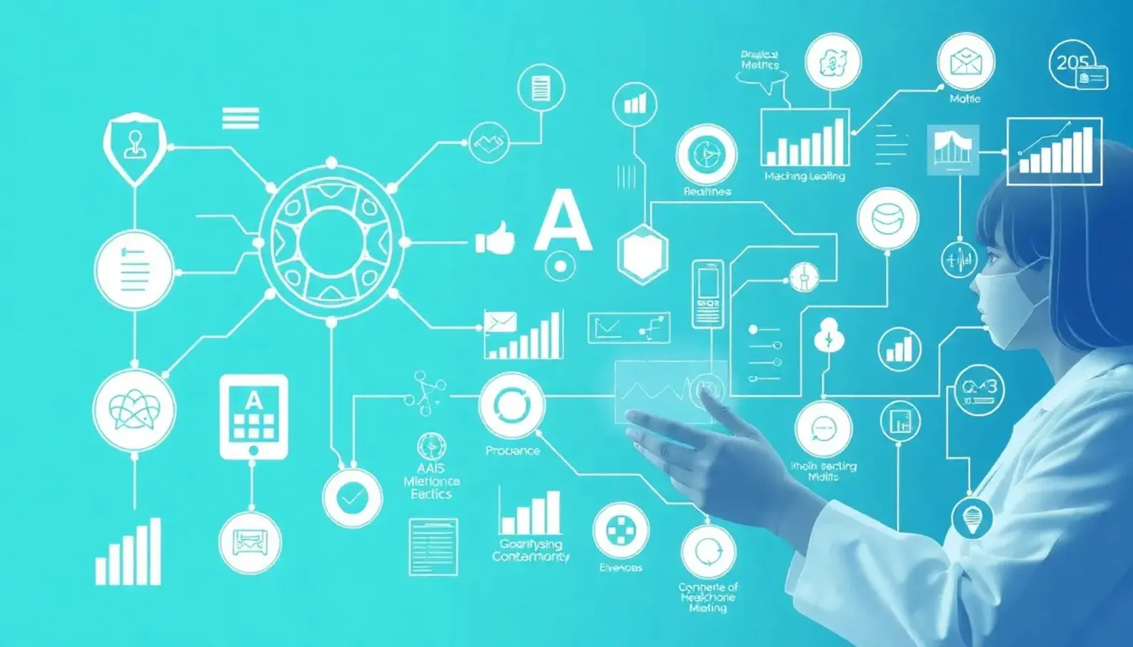 Infographic representing the role of AI in healthcare analytics.