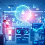 Cover image illustrating the convergence of AI technology and healthcare analytics, showing elements like data charts, policy documents, and healthcare professionals.