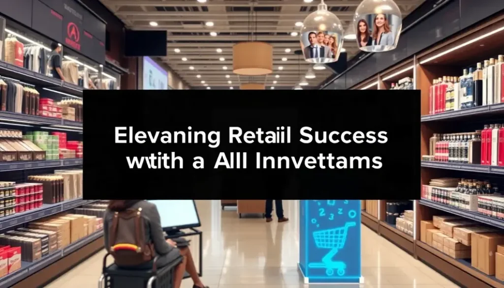 A visual representation of AI influence in retail, combining shopping personalization, inventory efficiency, and customer support.
