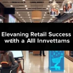 A visual representation of AI influence in retail, combining shopping personalization, inventory efficiency, and customer support.