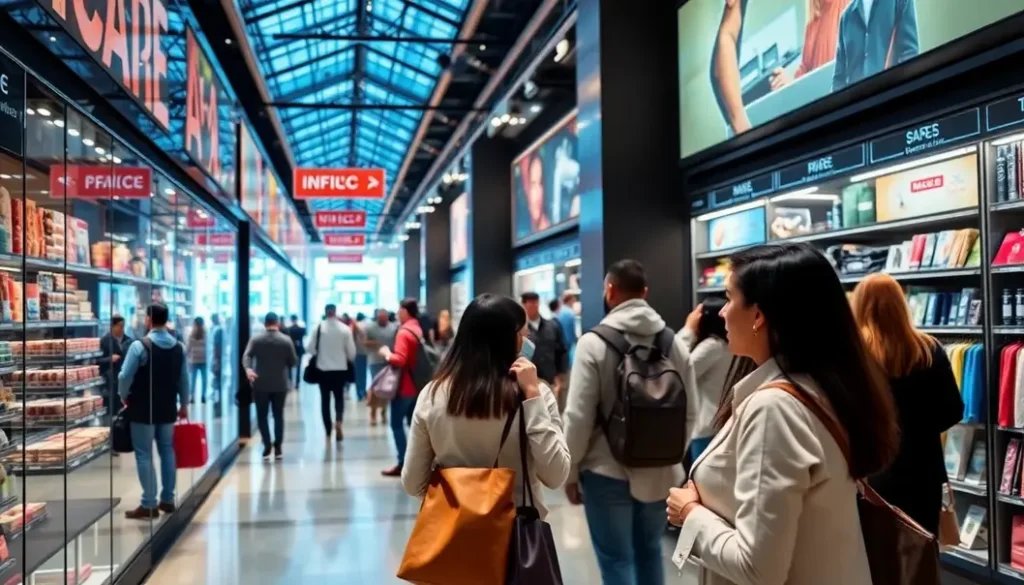 Customers engaged in a retail space enriched by AI technology.