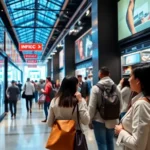 Customers engaged in a retail space enriched by AI technology.