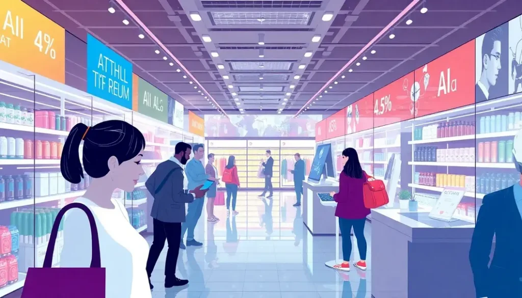 Illustration of AI integration in retail environments and shopping experiences.