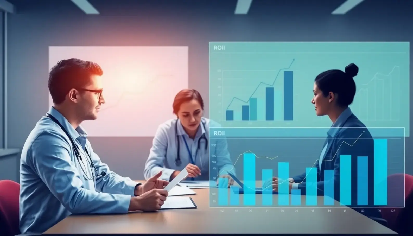 Infographic representing the role of AI in healthcare analytics.
