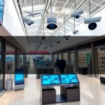 A retail store integrating AI technology to improve security and customer experience.