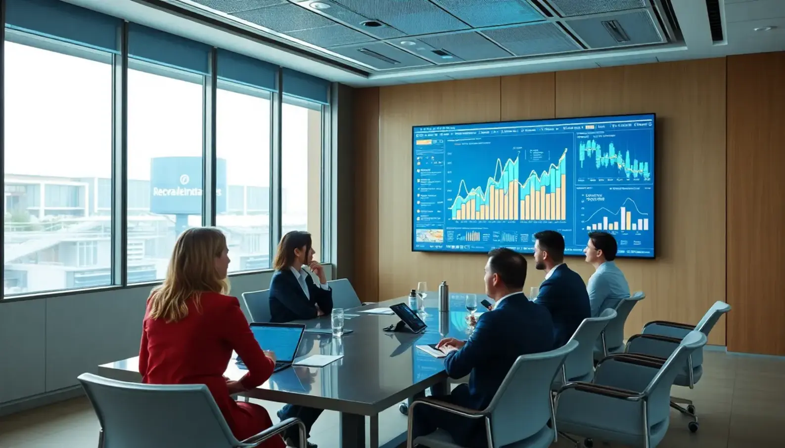 A modern retail space featuring AI displays enhancing customer interaction.