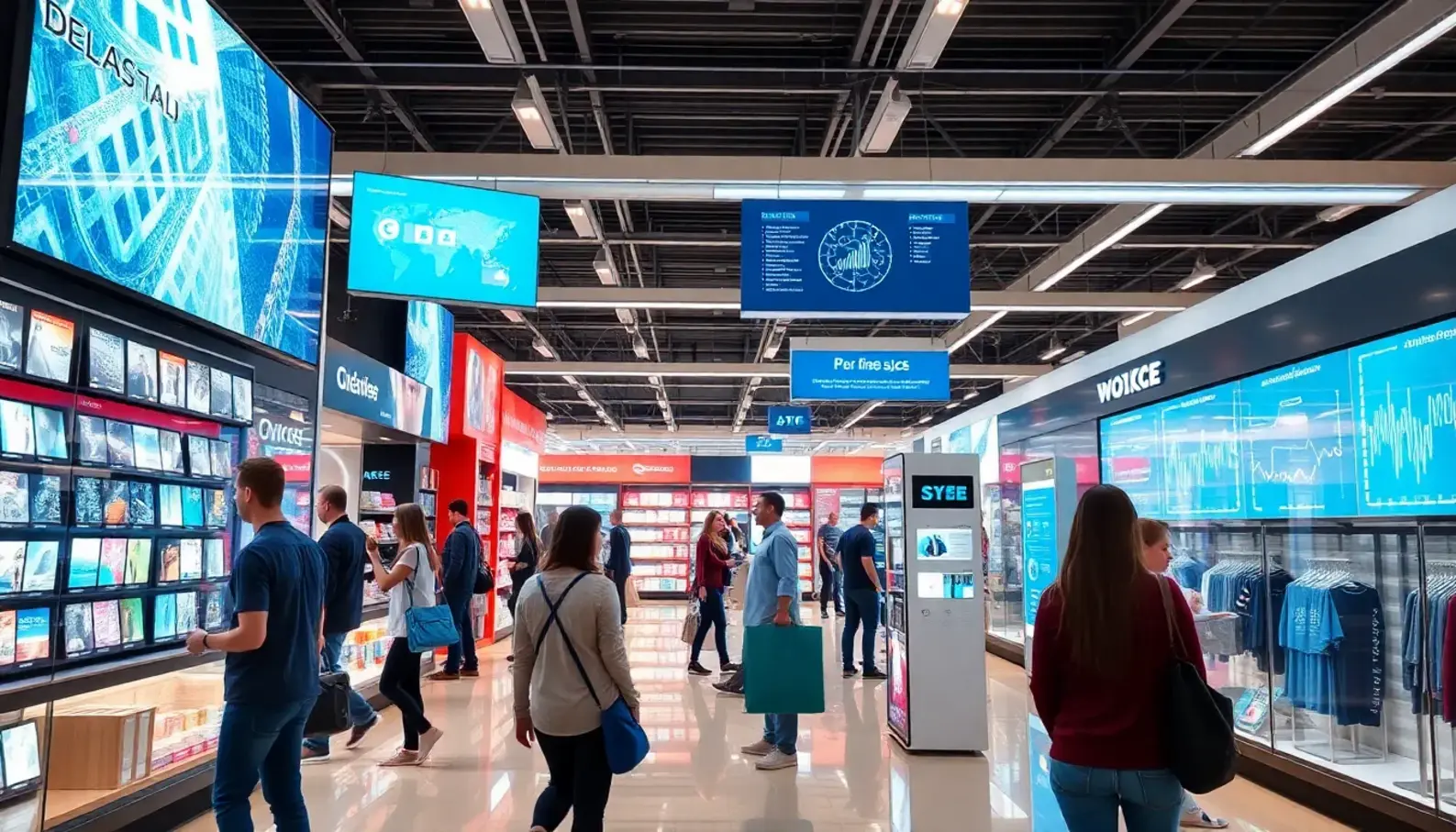 AI technology in a modern retail space enhancing customer engagement.