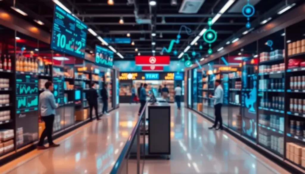 A visual summary of AI applications in retail, featuring customer analytics, automated systems, and enhanced shopping experiences.