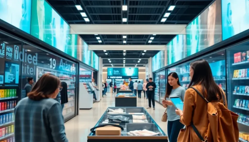 A vibrant retail space enhanced by AI technologies for an optimized customer experience.