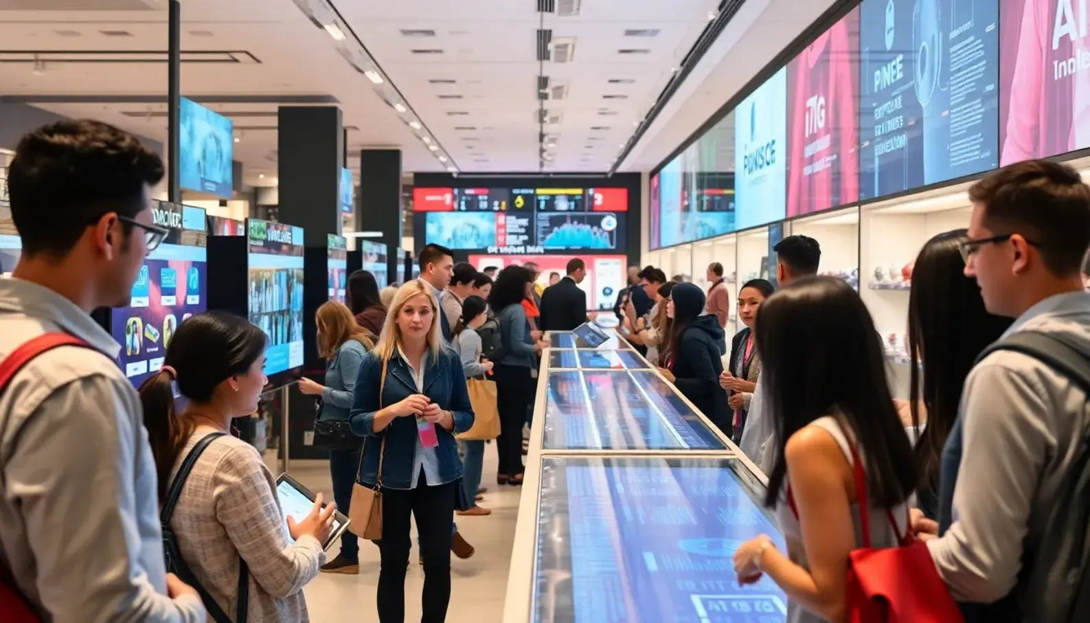 Retail environment integrating AI technologies to enhance customer interactions.