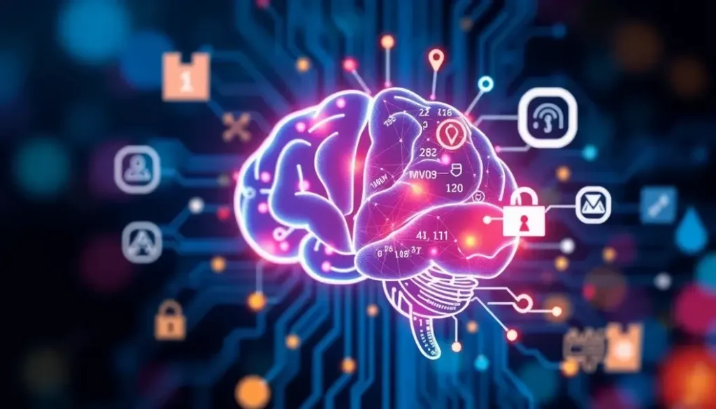 A graphic representing AI technology interwoven with retail elements.
