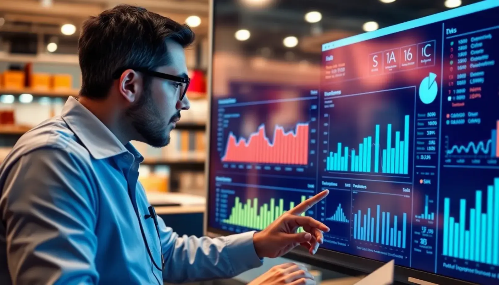 Retail employees utilizing AI technology in a modern training environment.