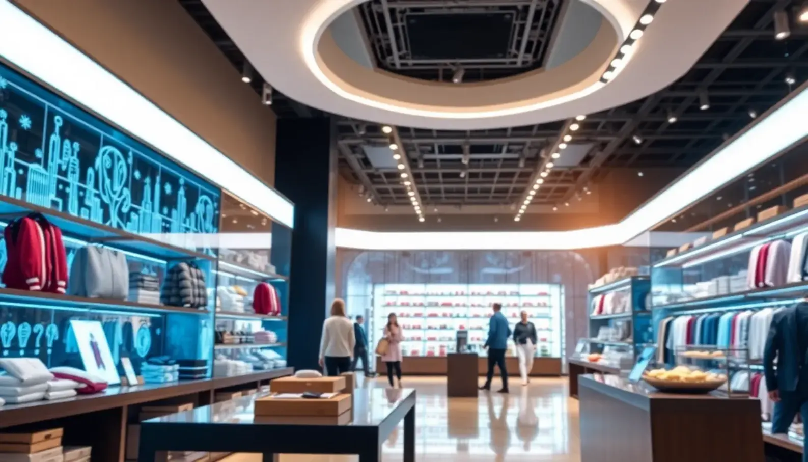 AI technology enhancing customer interaction in a modern retail space.