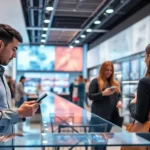 An advanced retail environment leveraging AI technology for customer engagement.