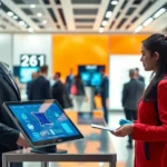 A futuristic retail environment showcasing advanced AI technologies enhancing shopping experiences.