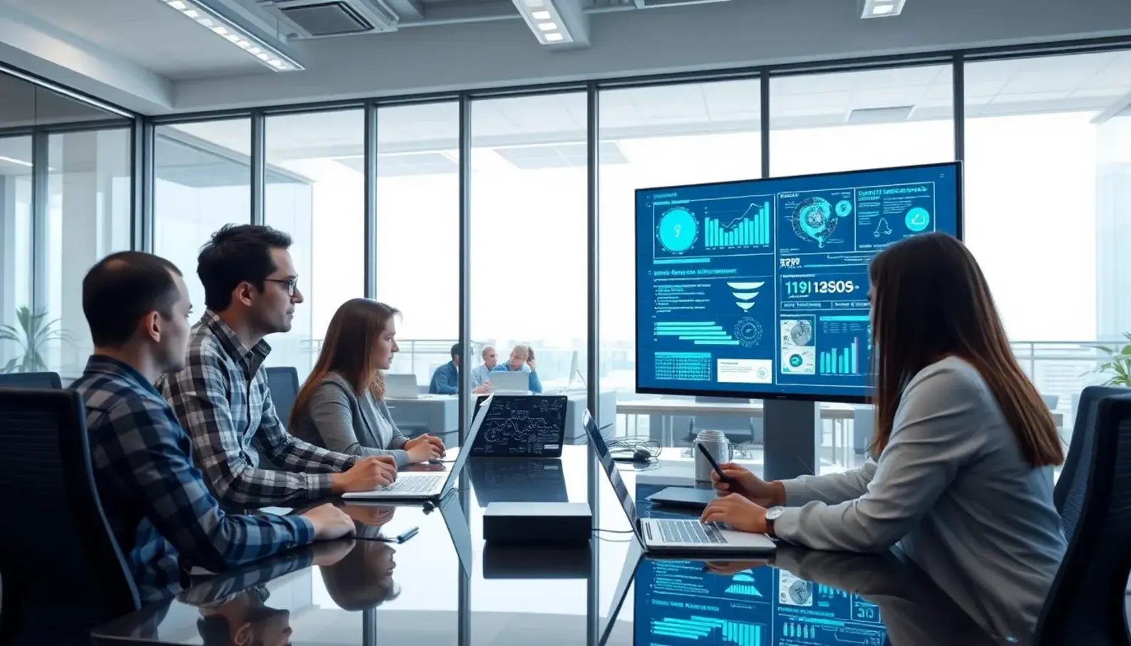 An illustration of AI technologies actively managing cybersecurity protocols.