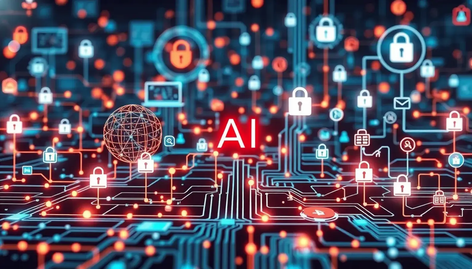 Visual representation of AI technologies enhancing cybersecurity measures.