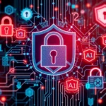 A creative montage depicting AI and cybersecurity elements working together for enhanced protection.